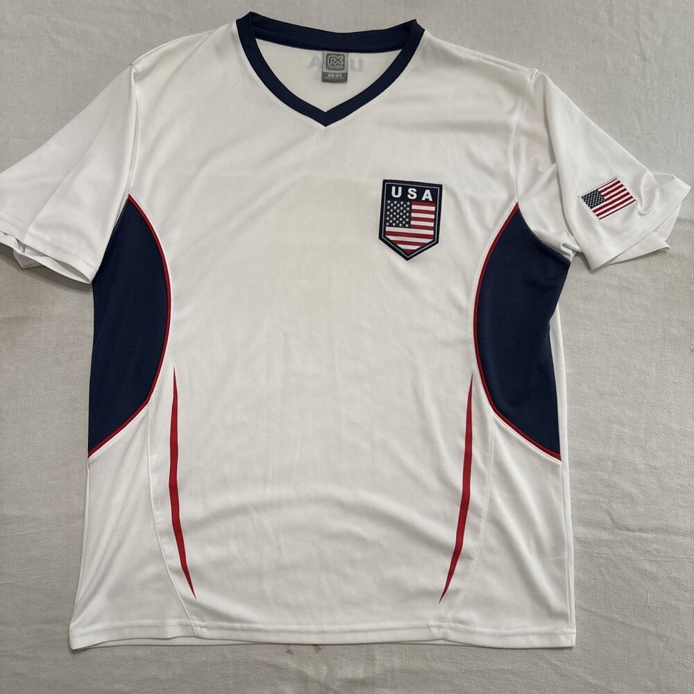 Men's RX RHINOX Sports USA Soccer Shirt, Size Large - Red/White/Blue